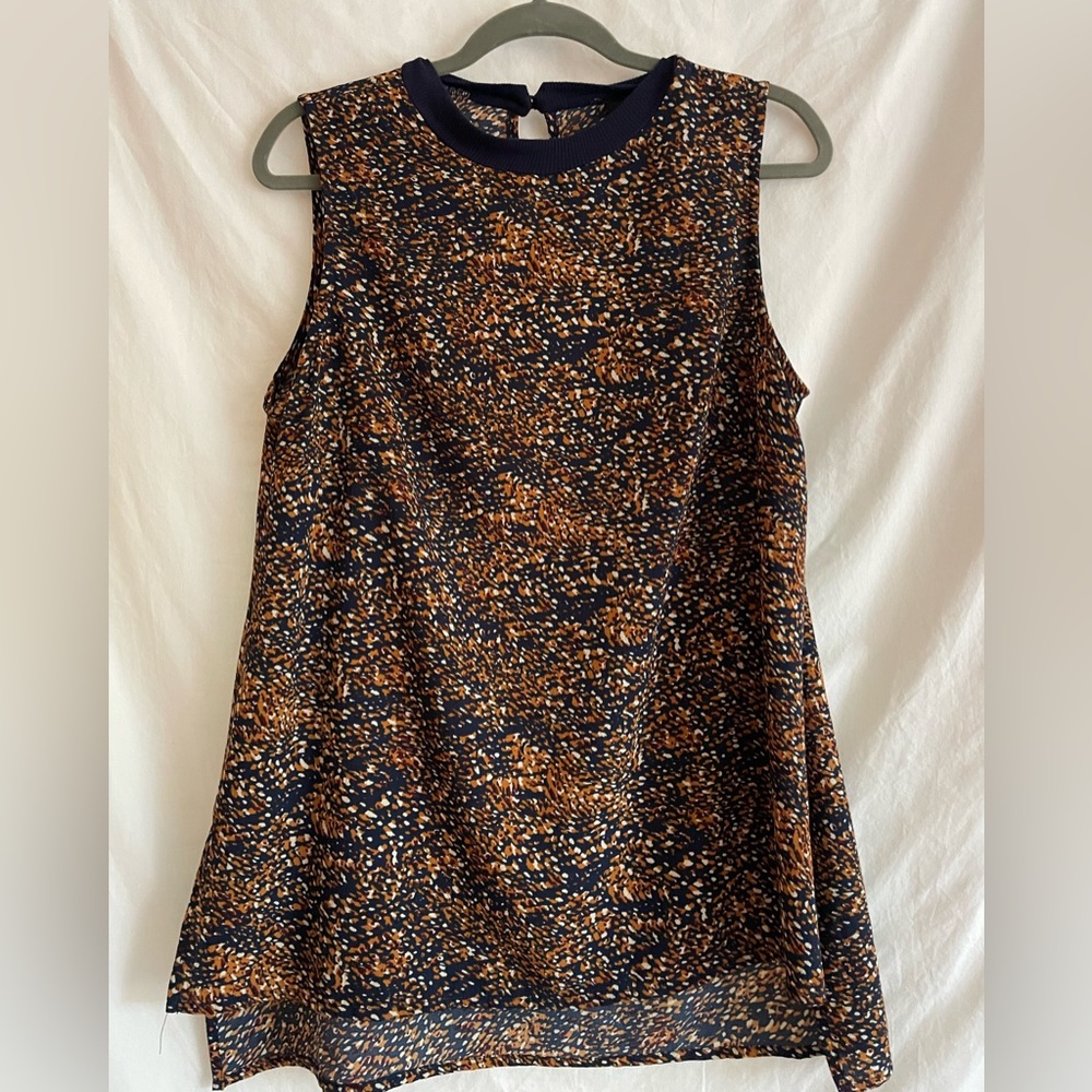 Dressy Tank in Splatter Navy Gold Print